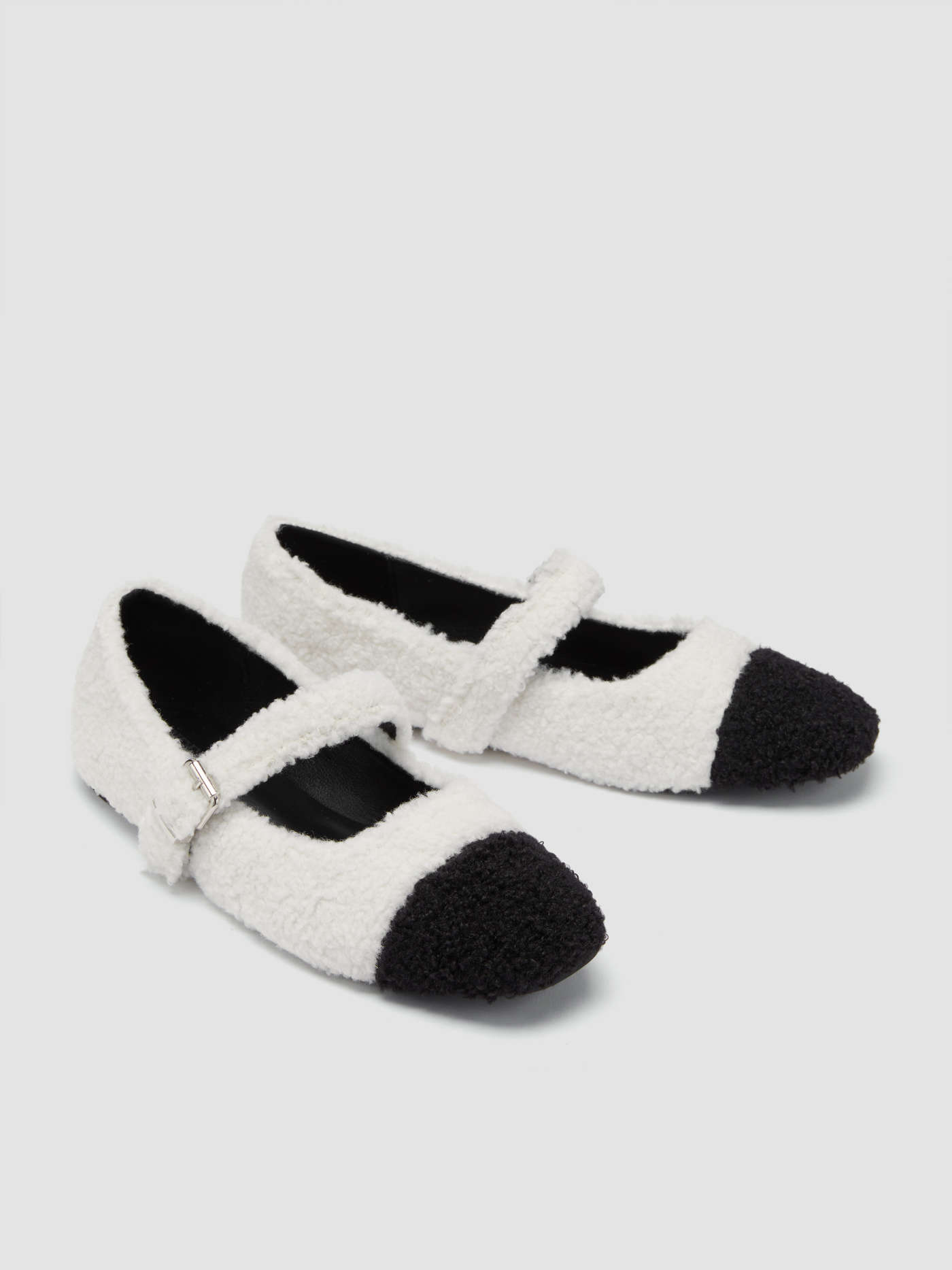 TWO-TONE FURRY MARY JANE FLATS