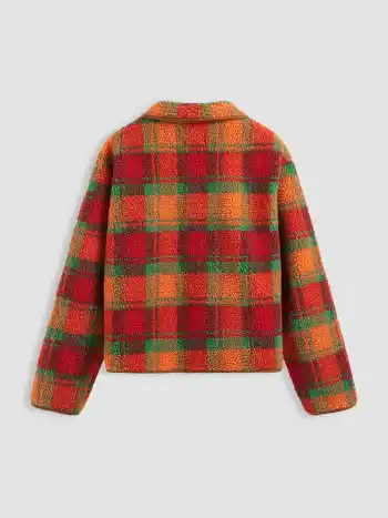 Kariertes Teddy-Fleece Jacken