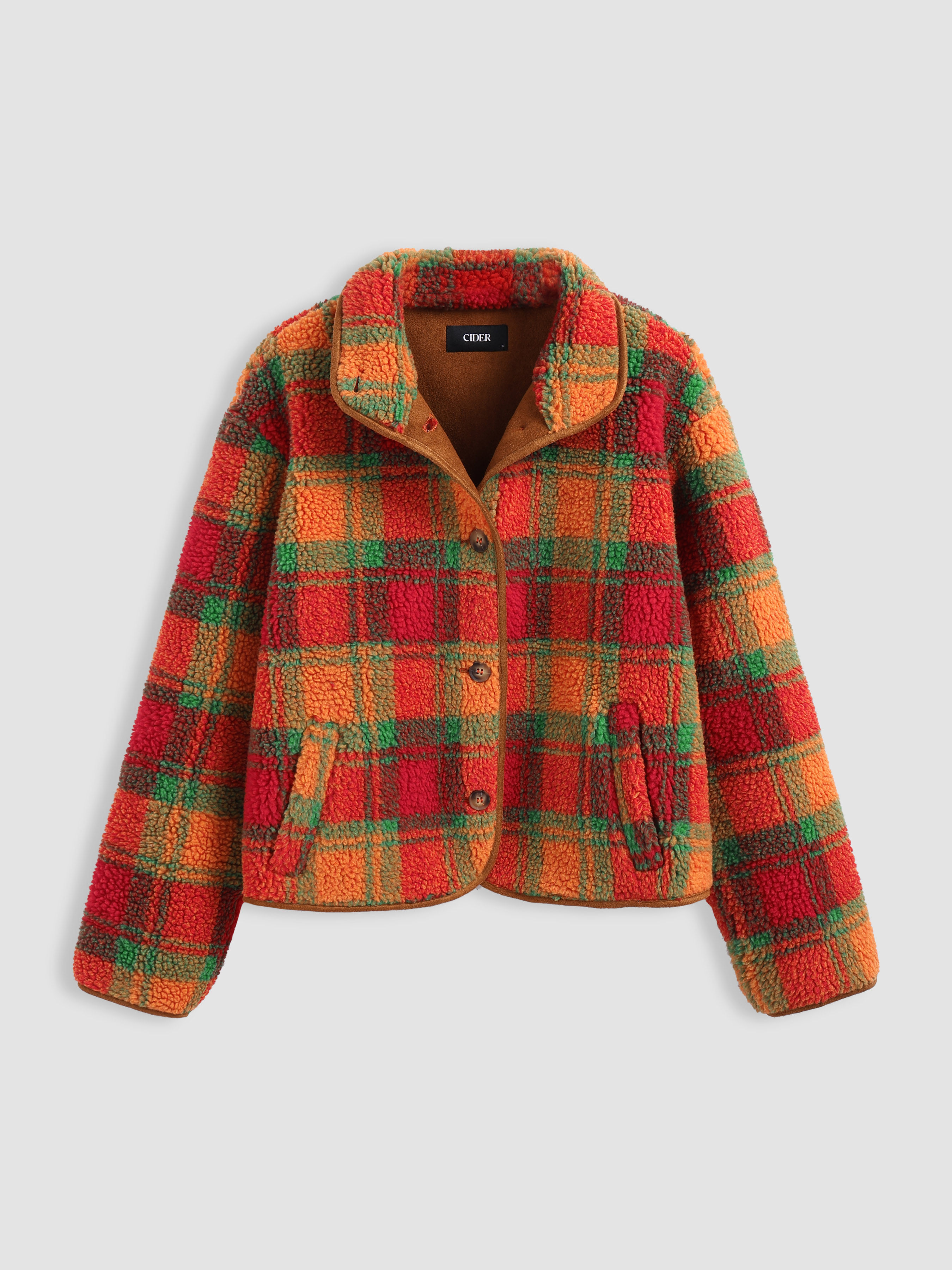 Plaid teddy jacket hotsell