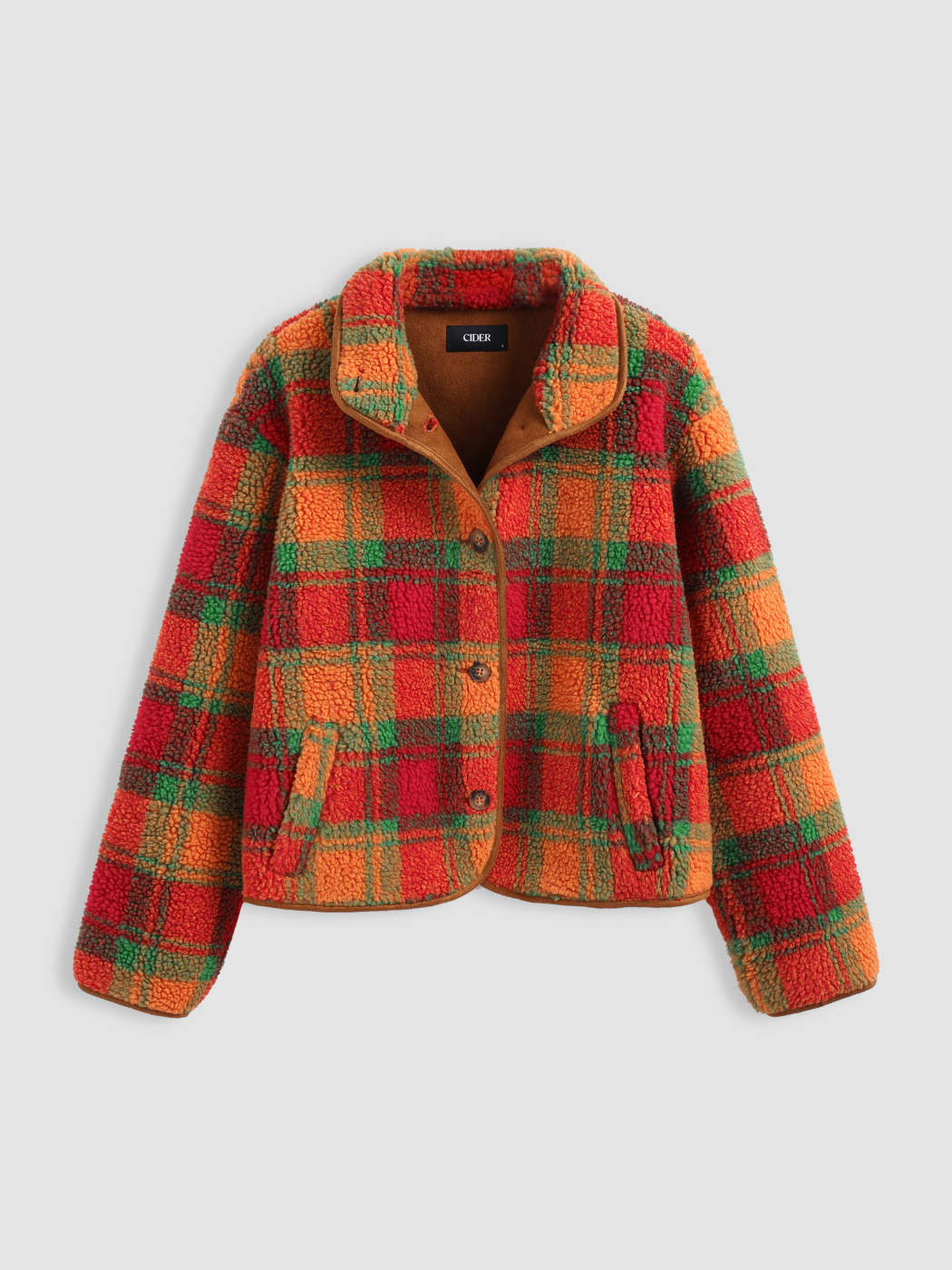 Countryside Core Christmas Fleece Plaid Teddy Fleece Jacket For