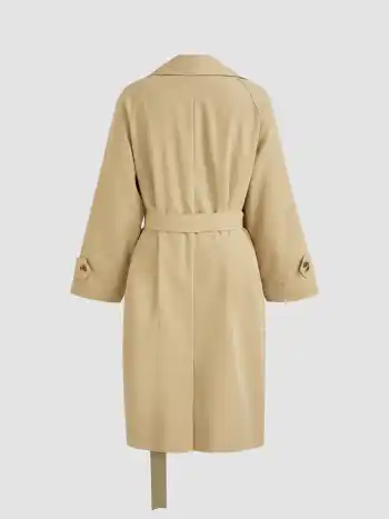 Kragen Einfarbig Tasche Knopf Oversized Trenchcoat Mit Gürtel