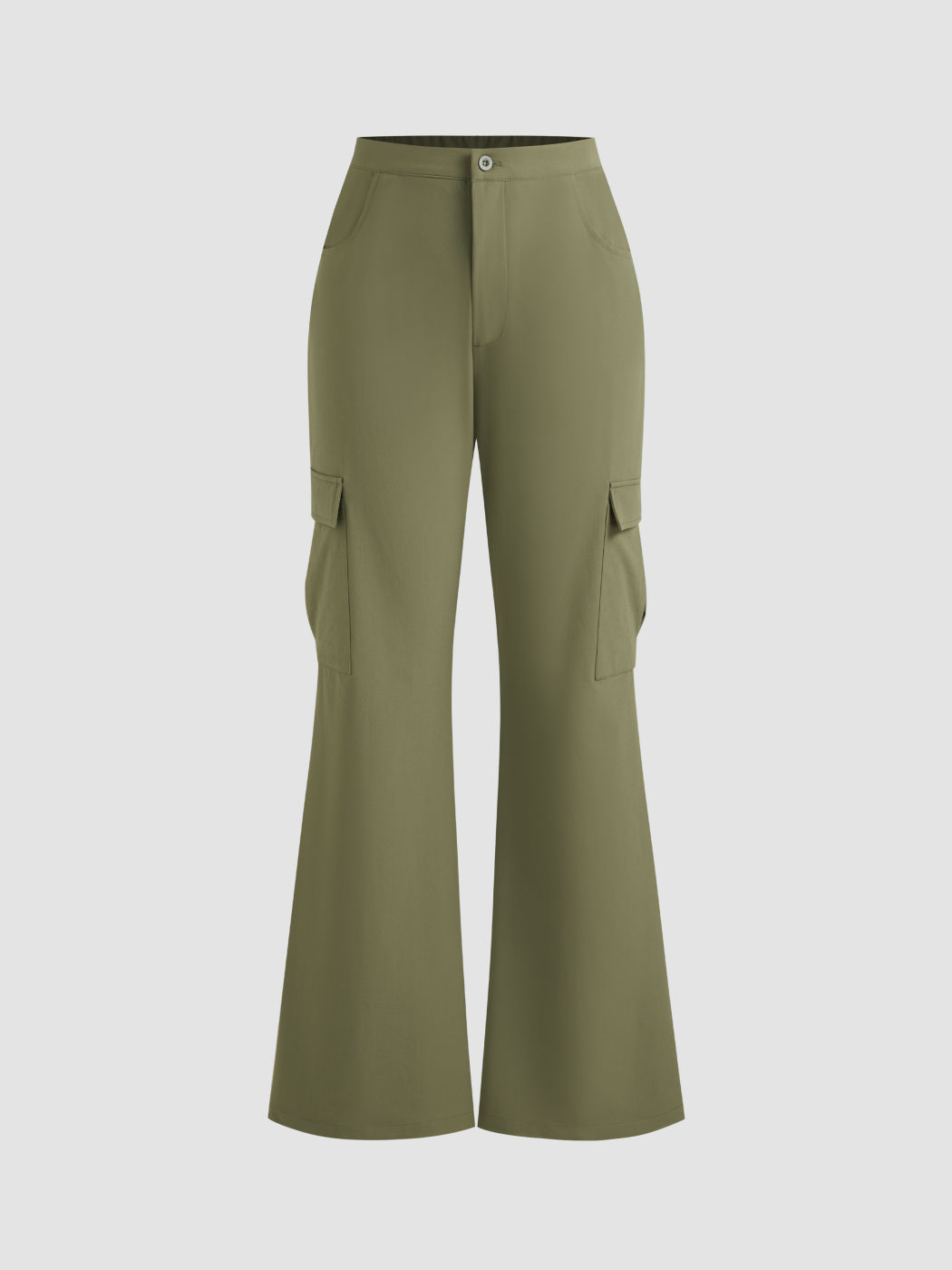 Mid Rise Pocket Flared Cargo Trousers