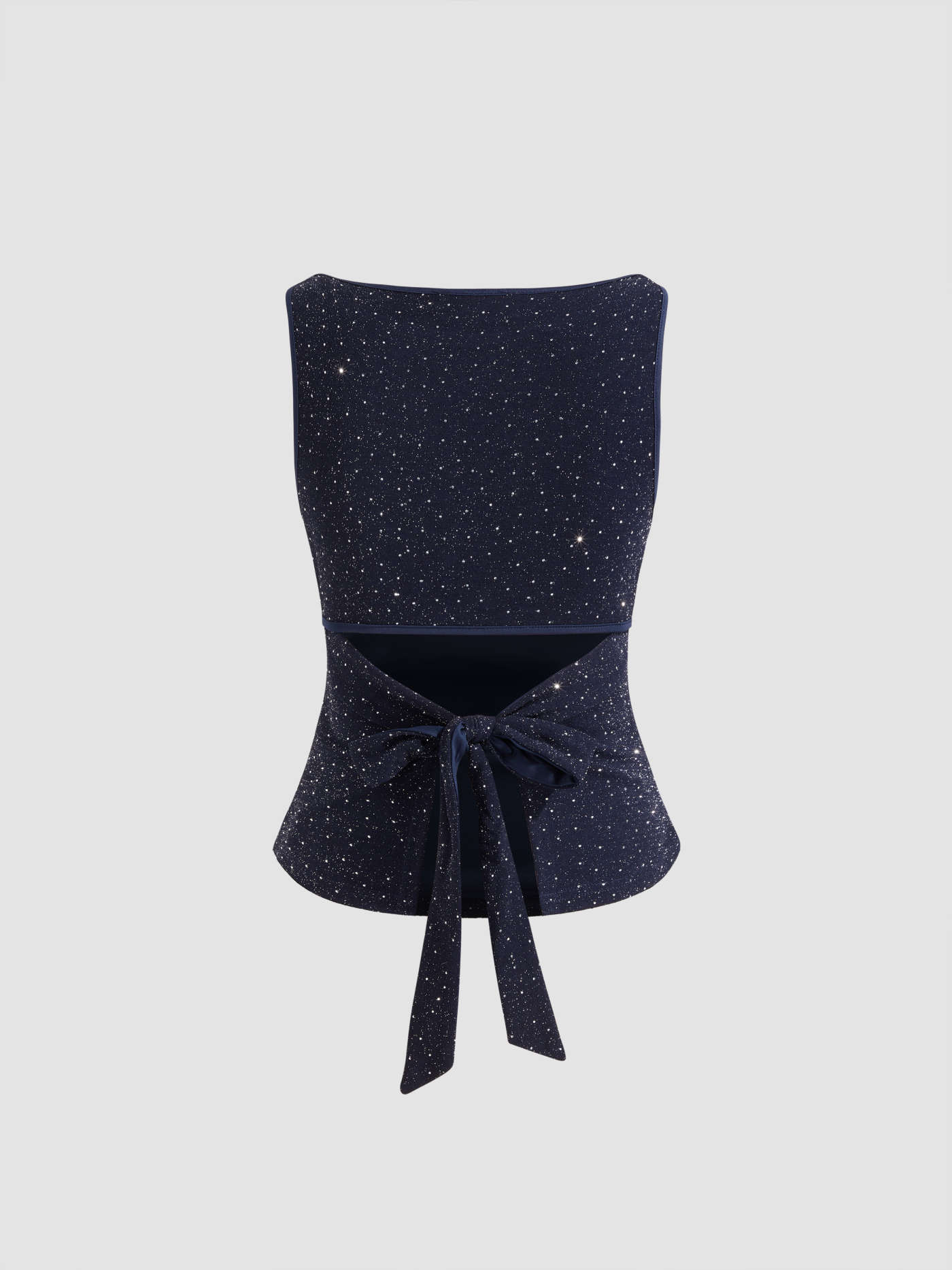 Boat Neck Rhinestone Knotted Tank Top