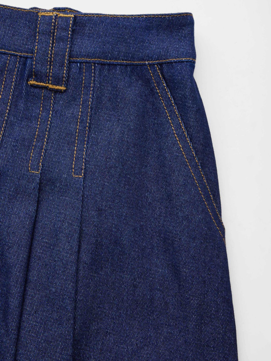 Denim Mid Rise Solid Ruffle Pocket Maxi Skirt Curve & Plus