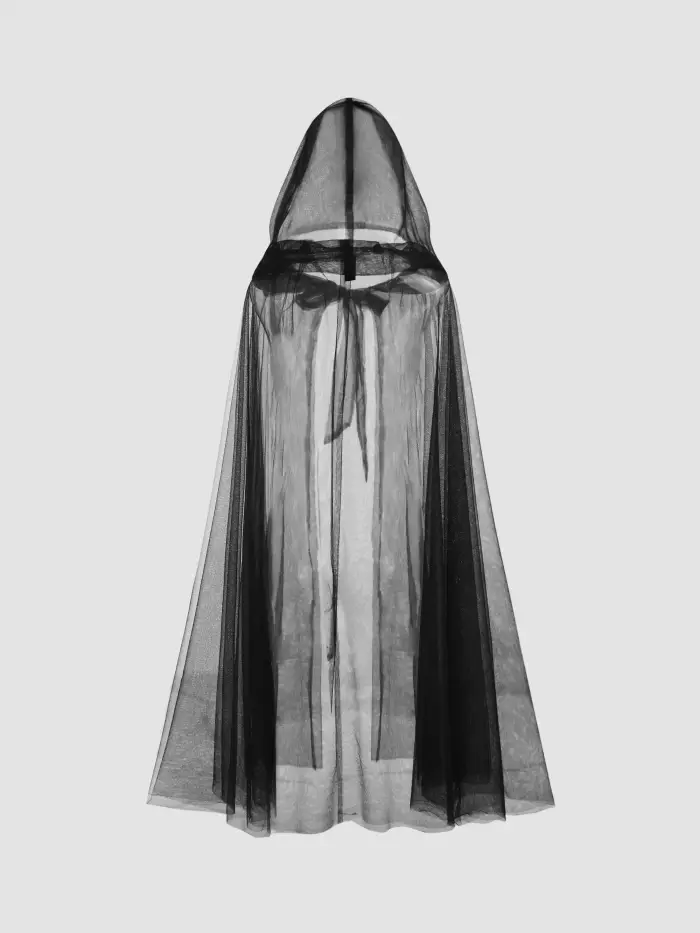Longline Mesh Hooded See-Through Cloak