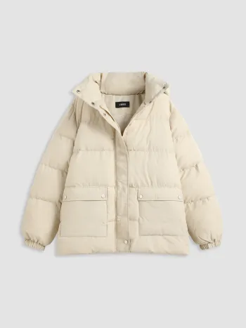 Kapuze Einfarbig Tasche Oversized Puffer