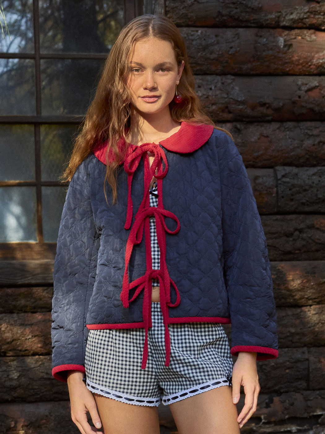 Tie Front Quilted Puffer Jacket