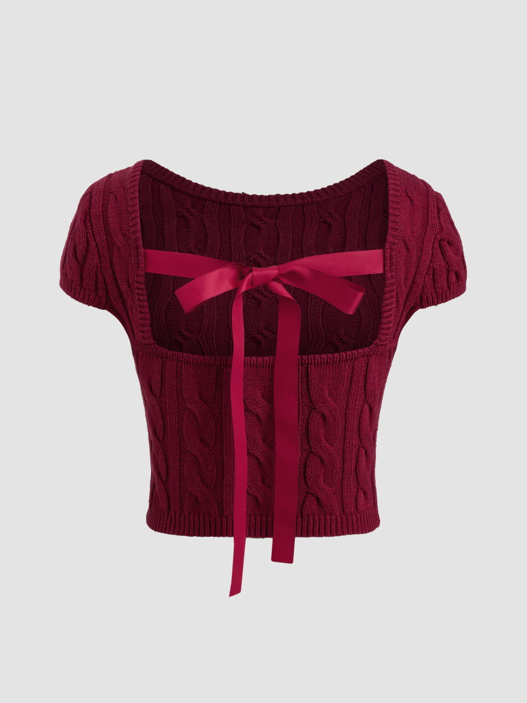 Cable Knit Bowknot Crop Top