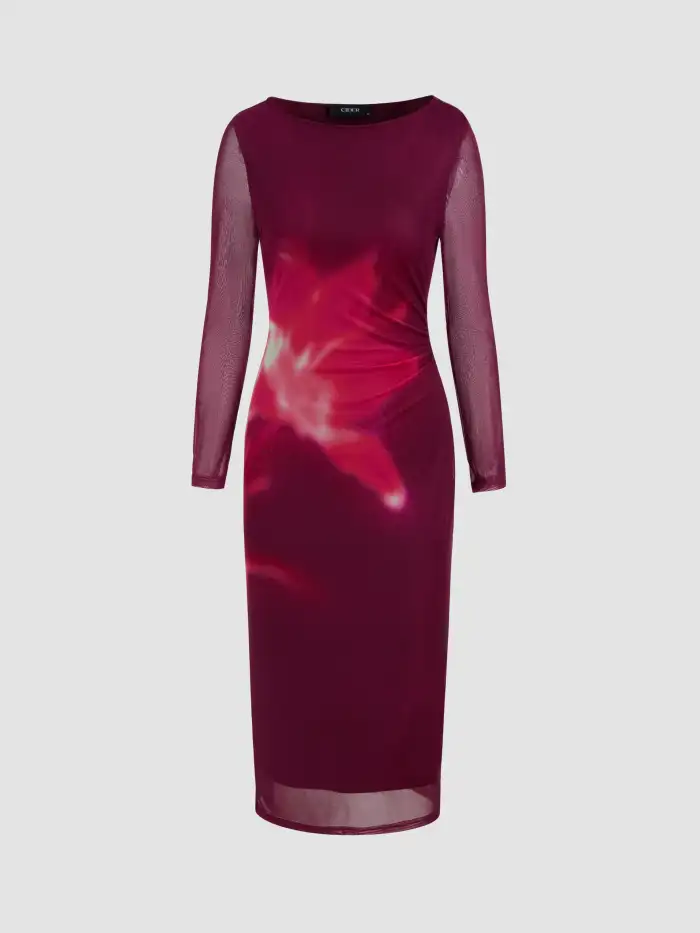 Maxi Dress Coast Liberty Mesh Dress Mesh Mesh Boat Neck Tropical