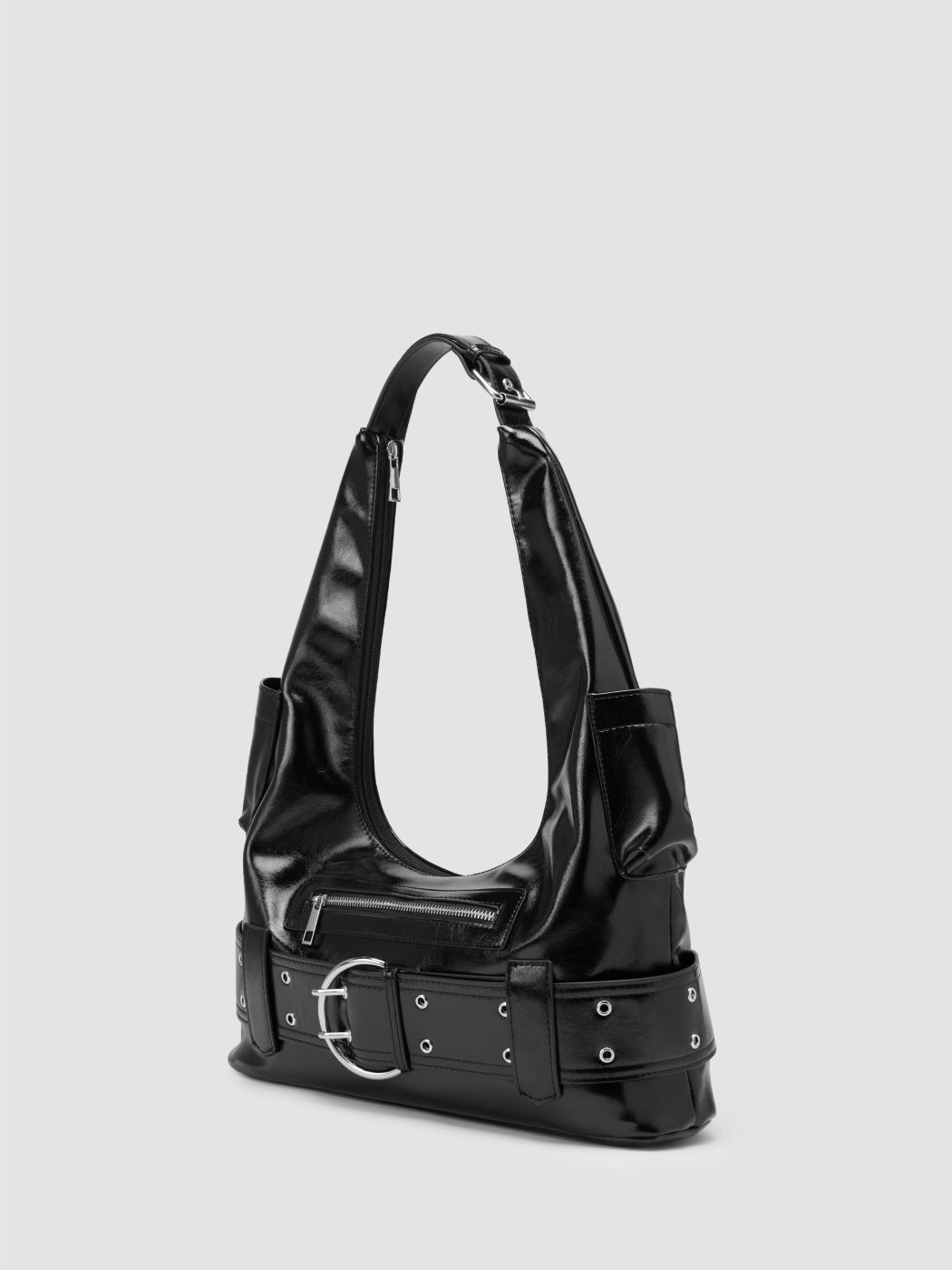 BUCKLE & POCKET SHOULDER BAG