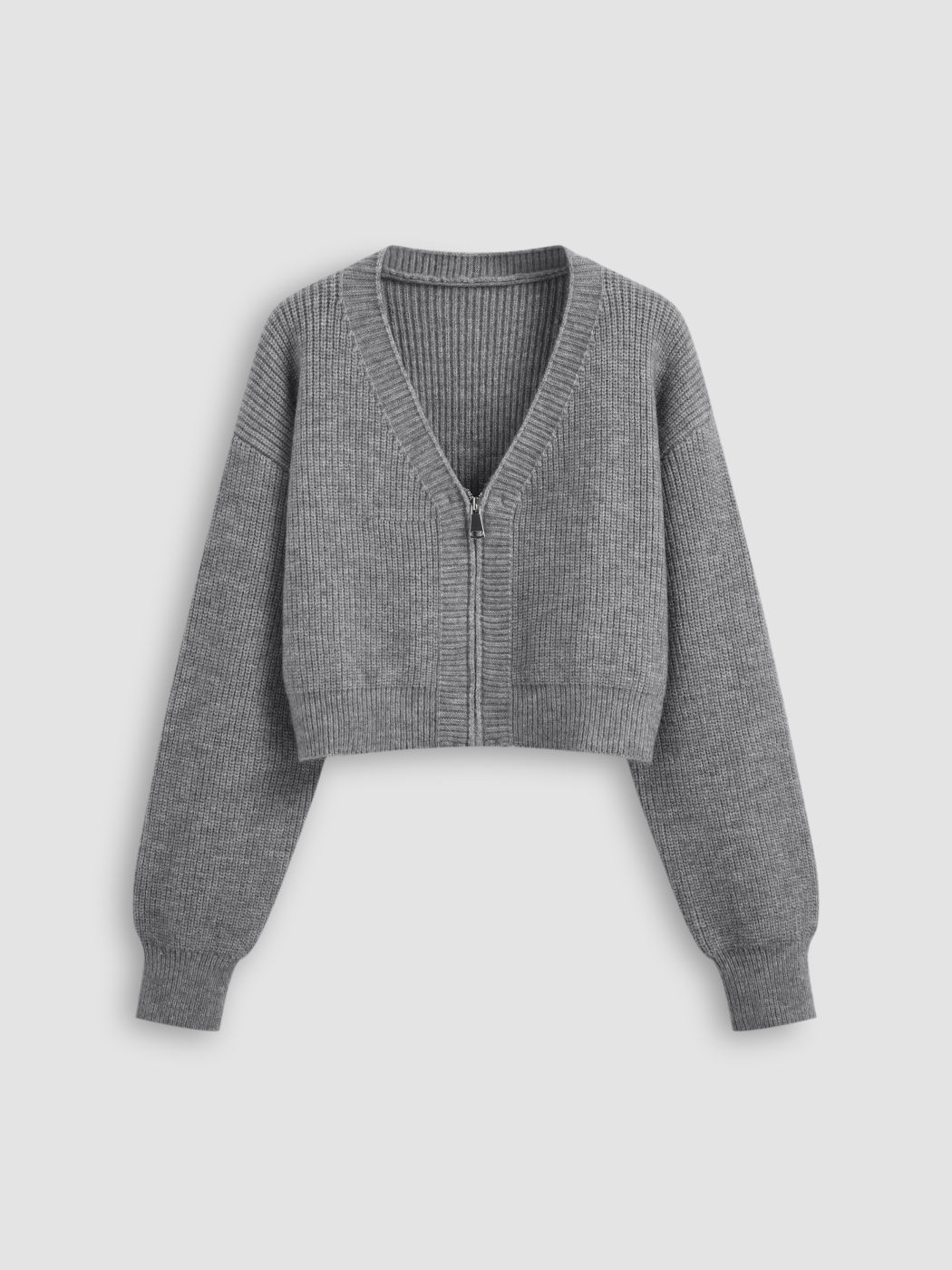 V-neck Zip Up Cardigan