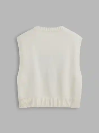 Knit Round Neckline Cat Vest