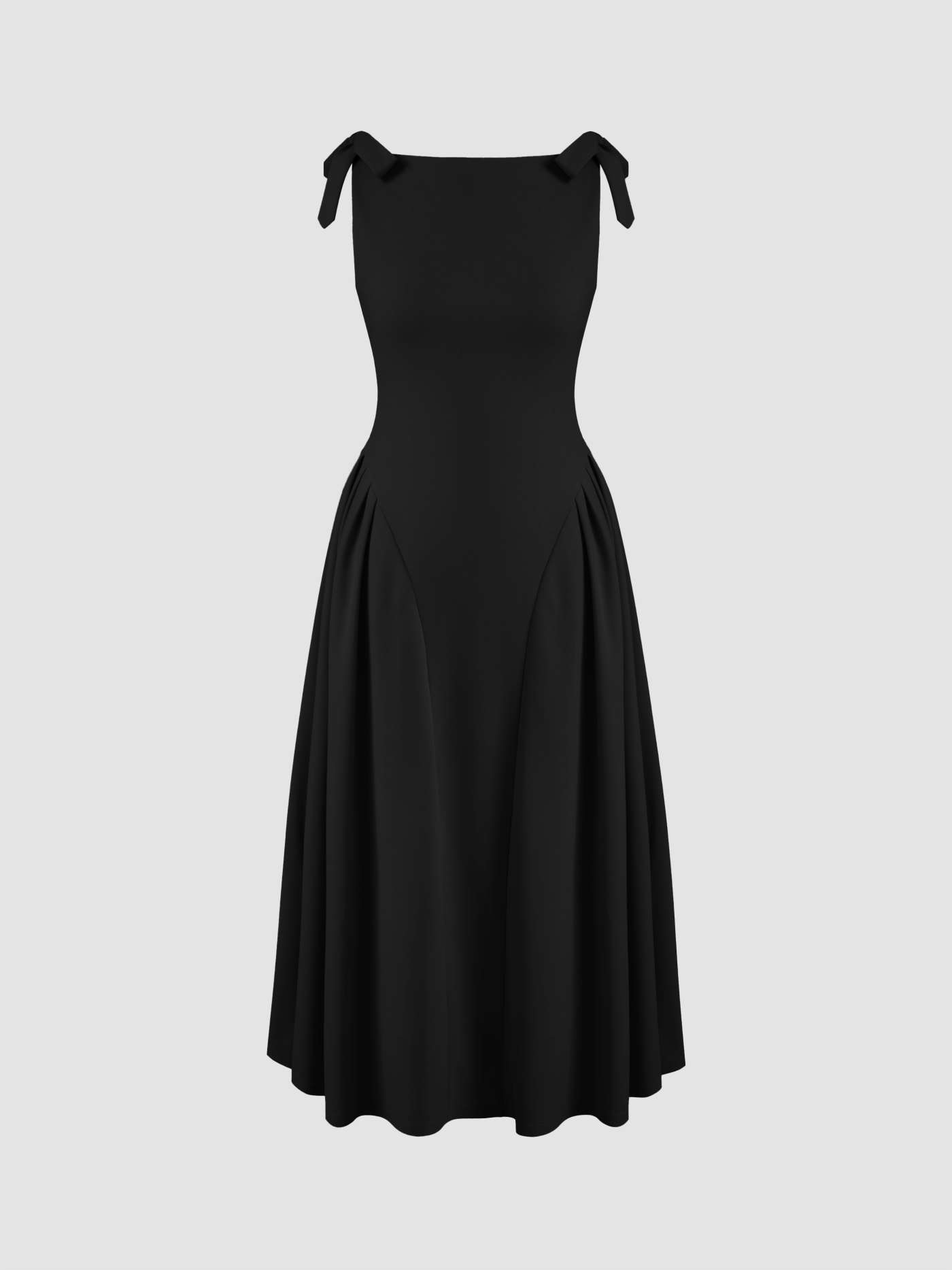 Formal Dresses Knit Fabric Boat Neckline Solid Knotted Pleated Sleeveless Maxi Dress For Daily Casual Exhibition