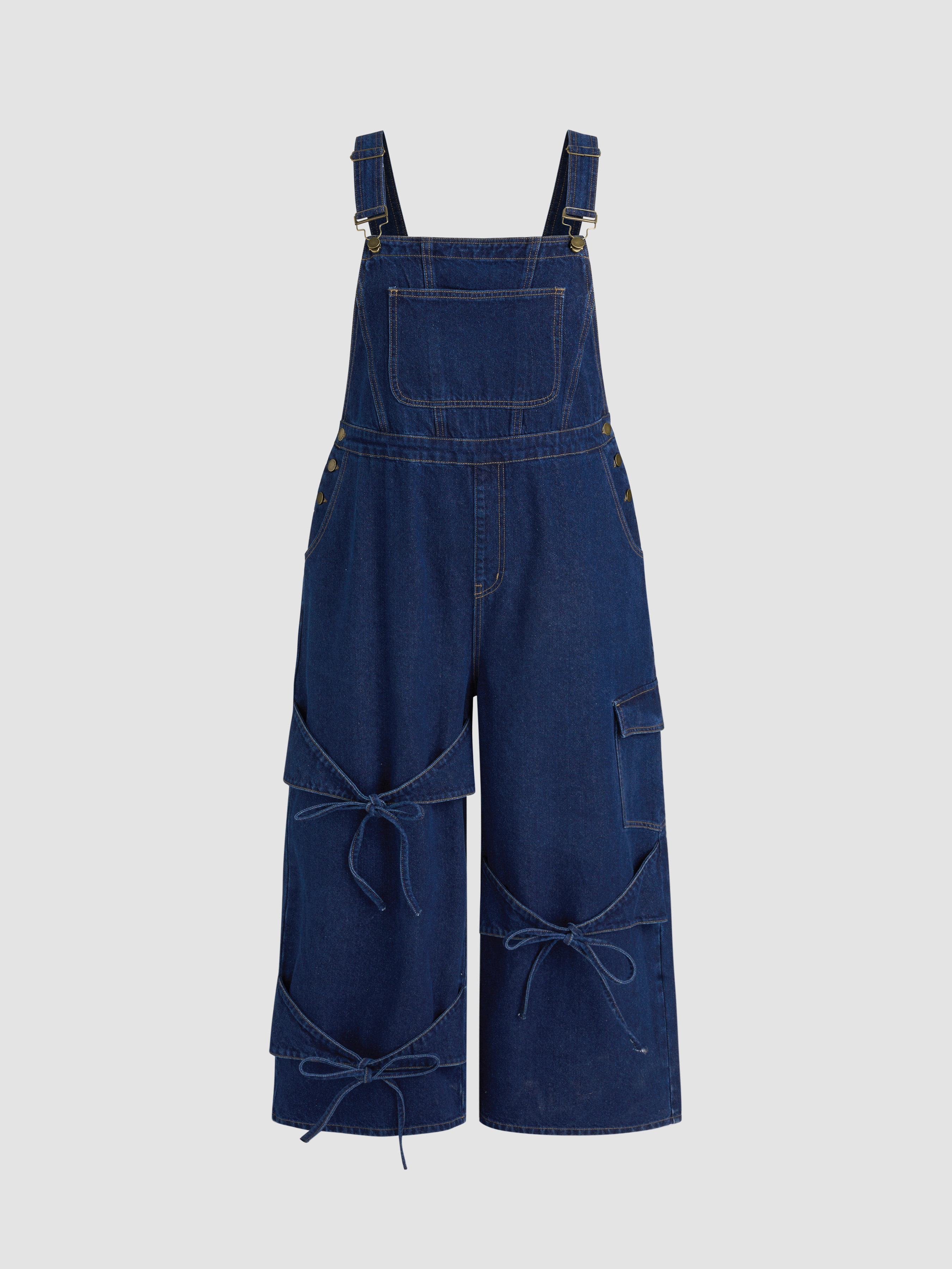 Denim Denim Pocket Wide Leg Jumpsuit Curve & Plus For School