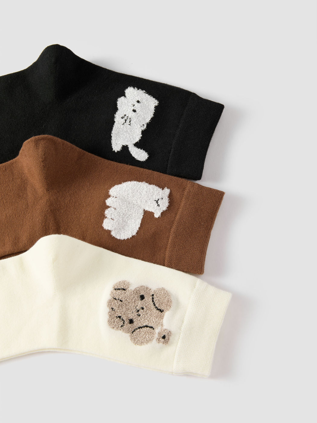 3 PAIRS ANIMAL FUZZY CREW SOCKS