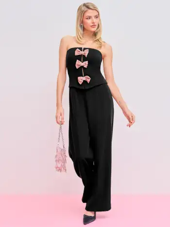 Scoop Neckline Short Sleeve Wide Leg Jumpsuit