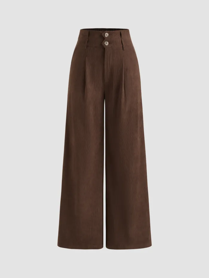 Houndstooth High Waist Belted Wide Leg Trousers