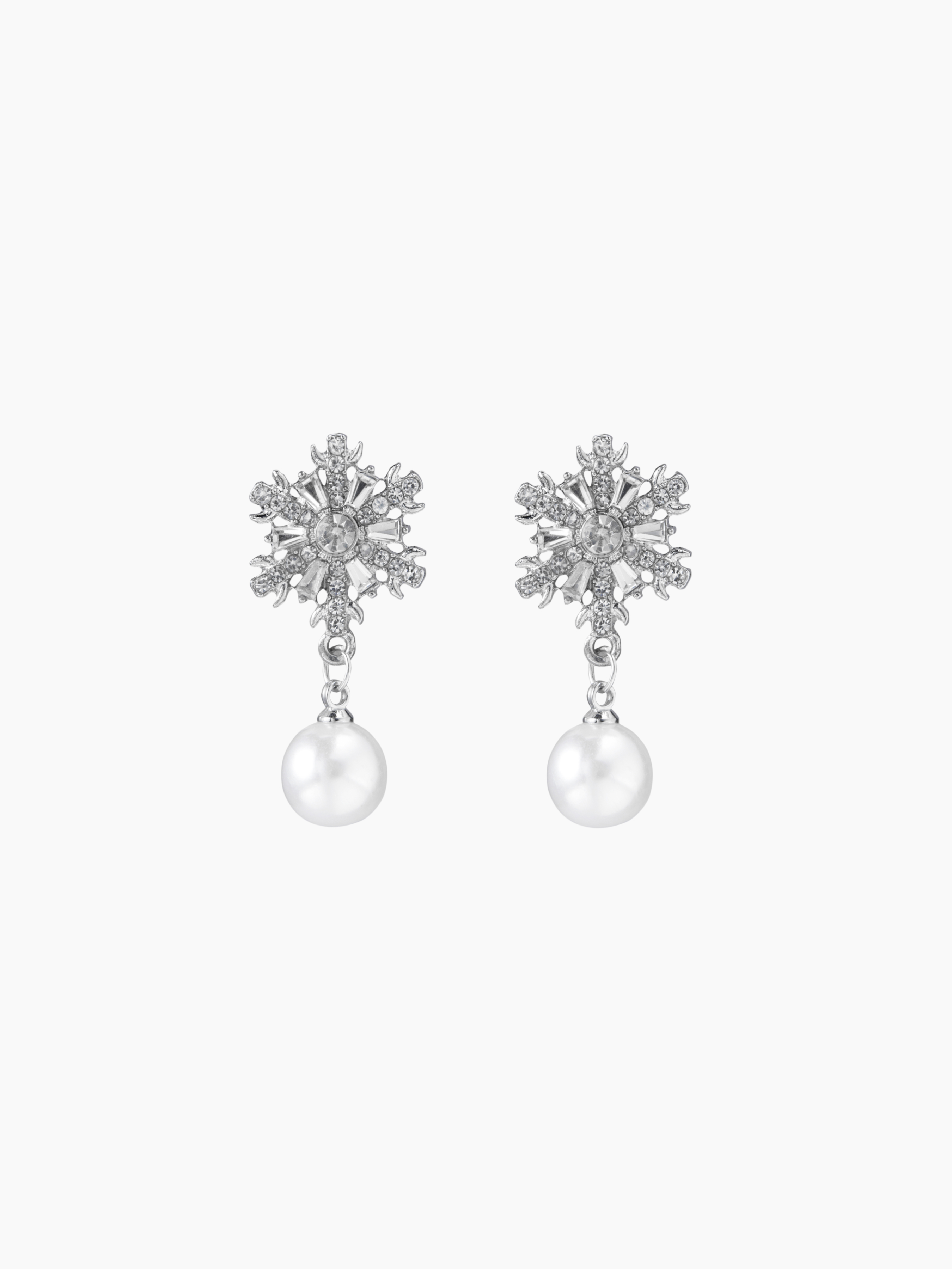 Alloy FAUX PEARL RHINESTONE DECOR SNOWFLAKE DROP EARRINGS