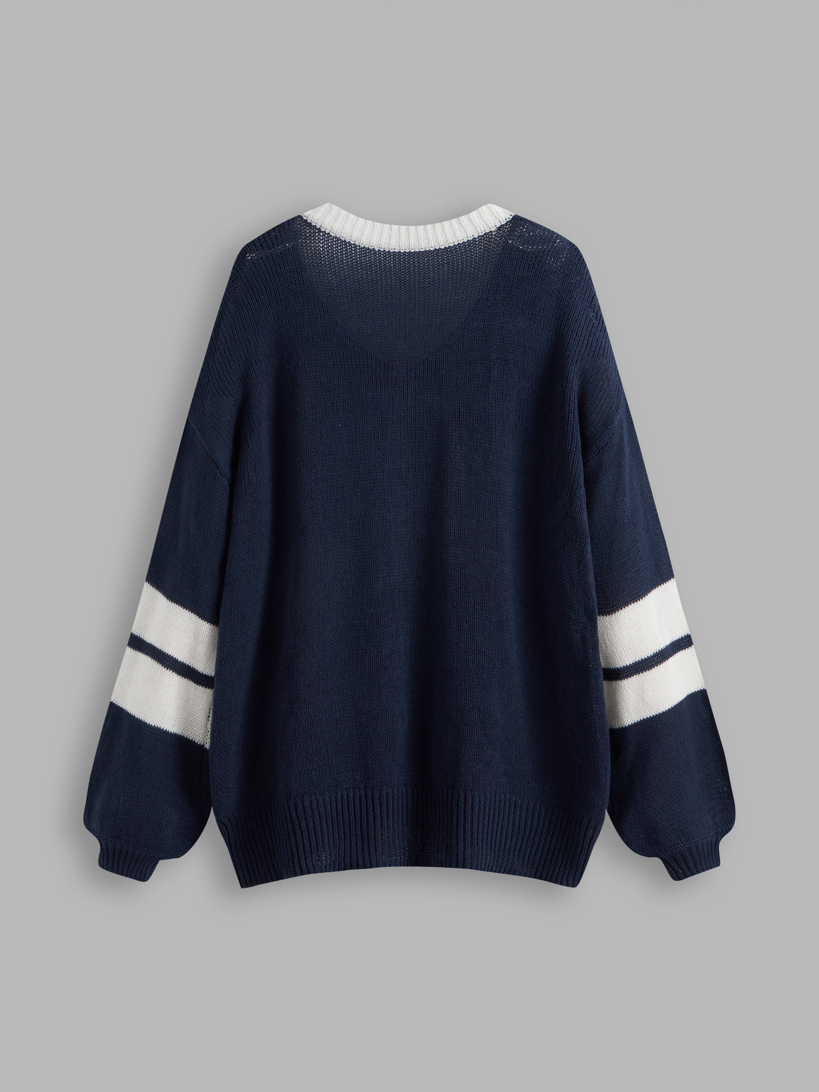 Preppy Knit Fabric Knit V-neck 90 Contrasting Binding