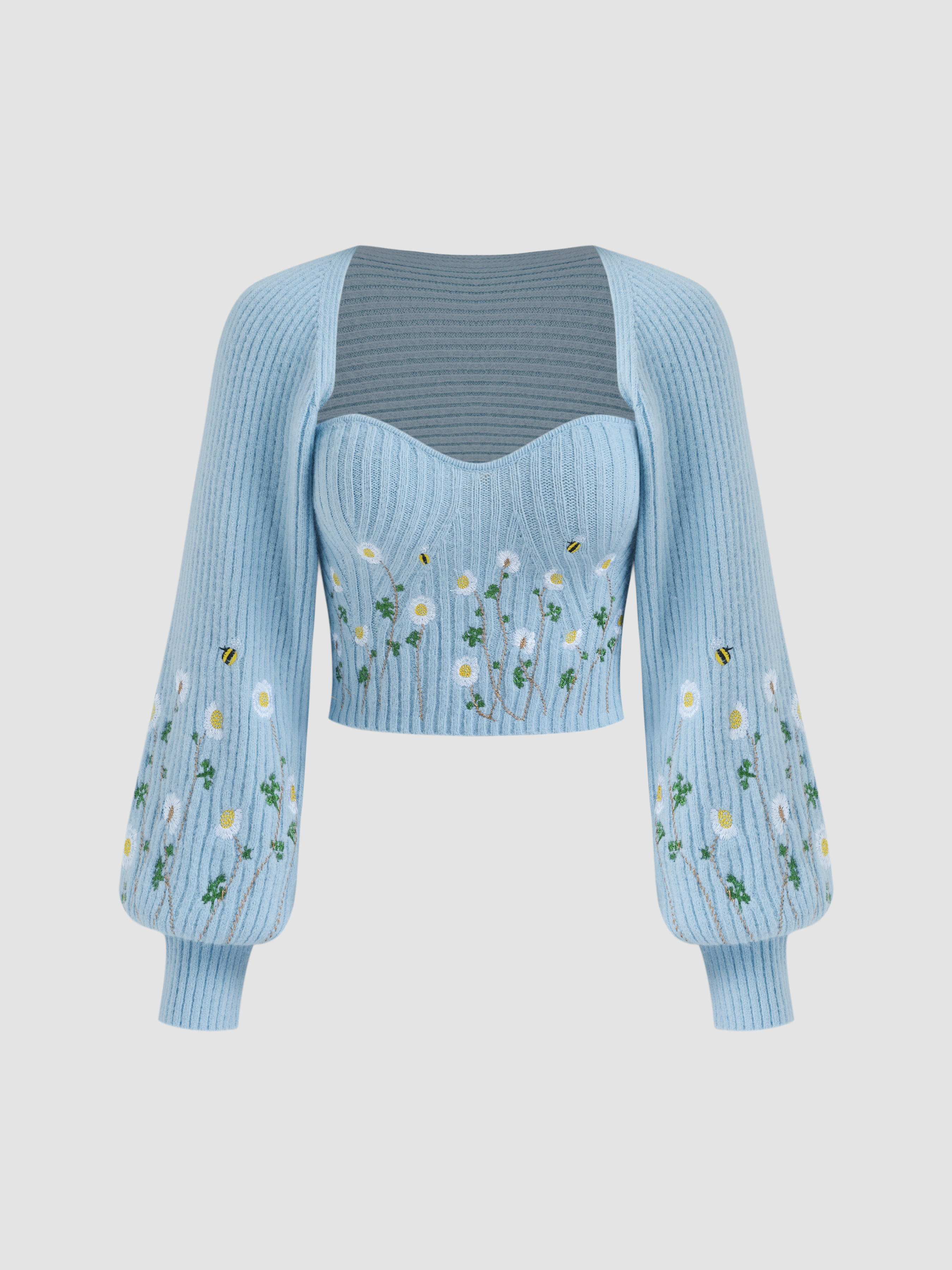 Floral Cardigan Knit Fabric Two Tone Button Up Floral Faux