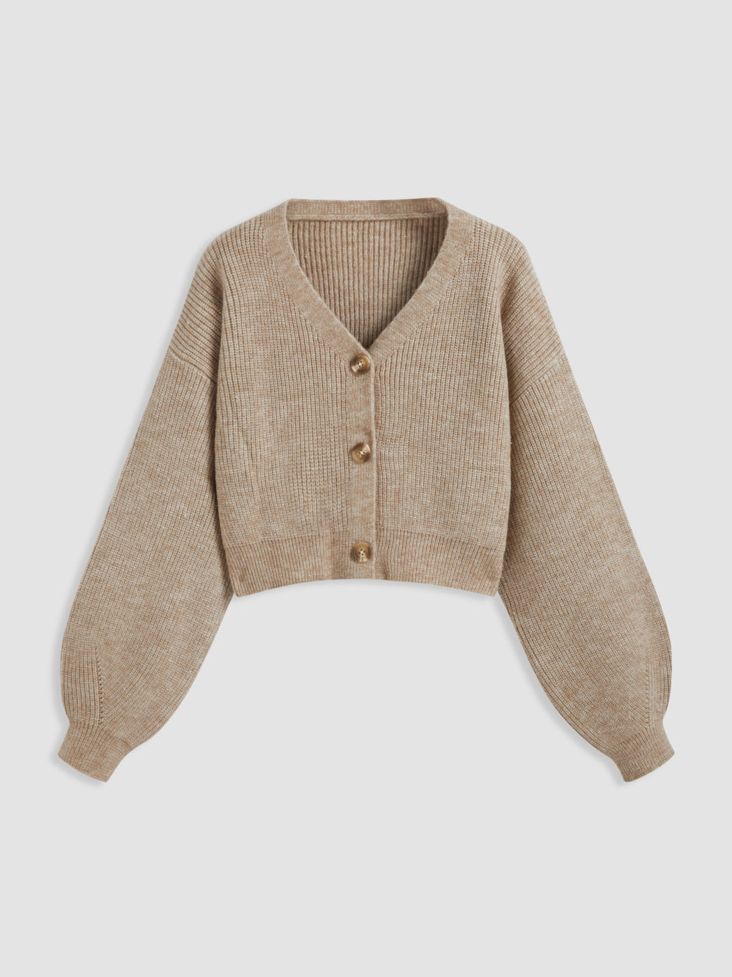 Knit V-neck Solid Button Crop Cardigan & Corduroy Mid Rise Pleated Mini Skirt