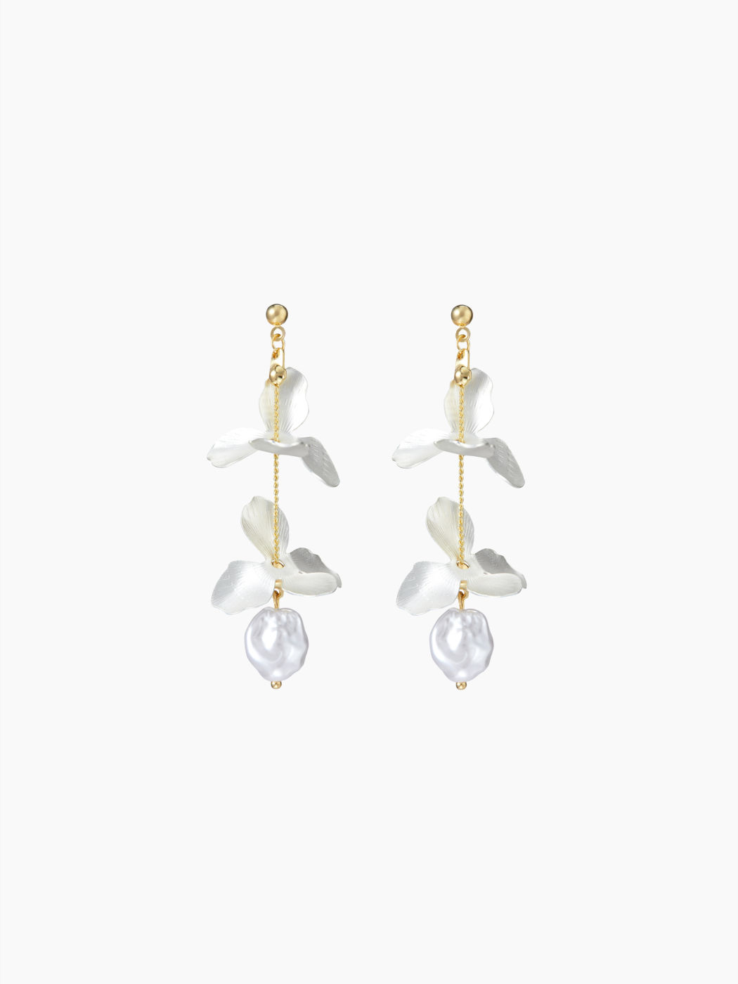 FAUX PEARL PETAL DROP EARRINGS