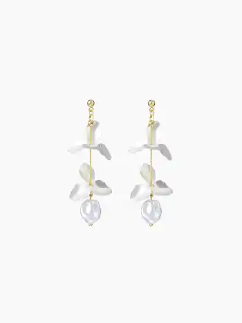 FAUX PEARL PETAL DROP EARRINGS
