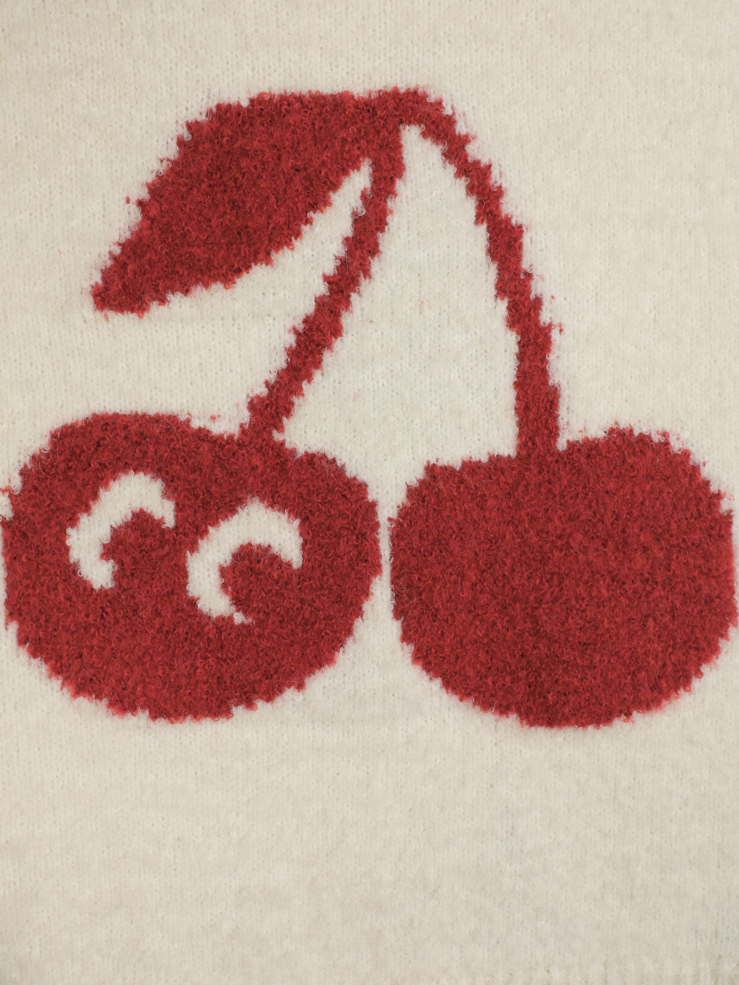 Knit Round Neckline Cherry Oversized Sweater