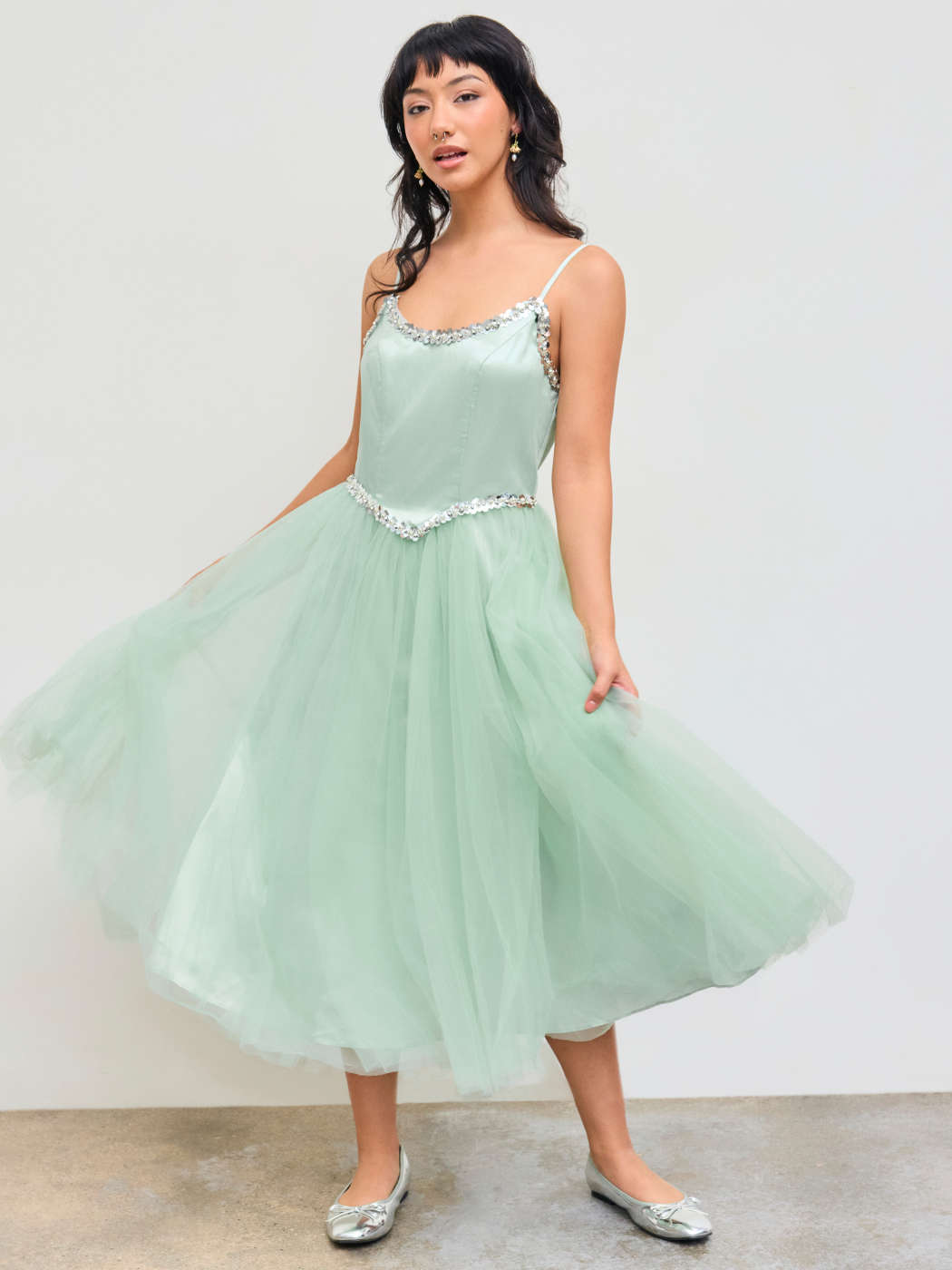 Mi Longue Robe Tulle Et Sequins ASOS DESIGN Robe Mi-longue En
