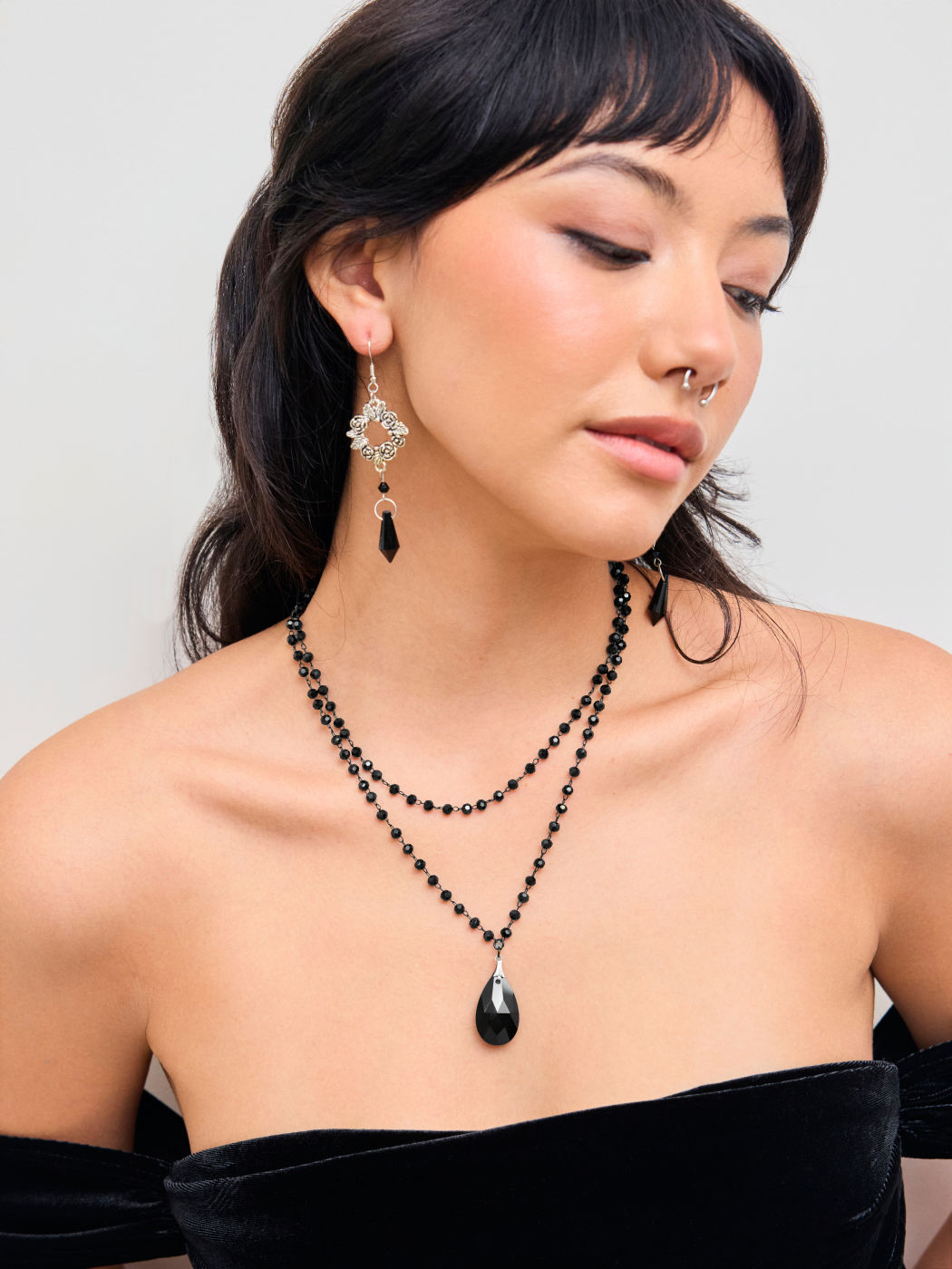WATERDROP LAYERED PENDANT NECKLACE