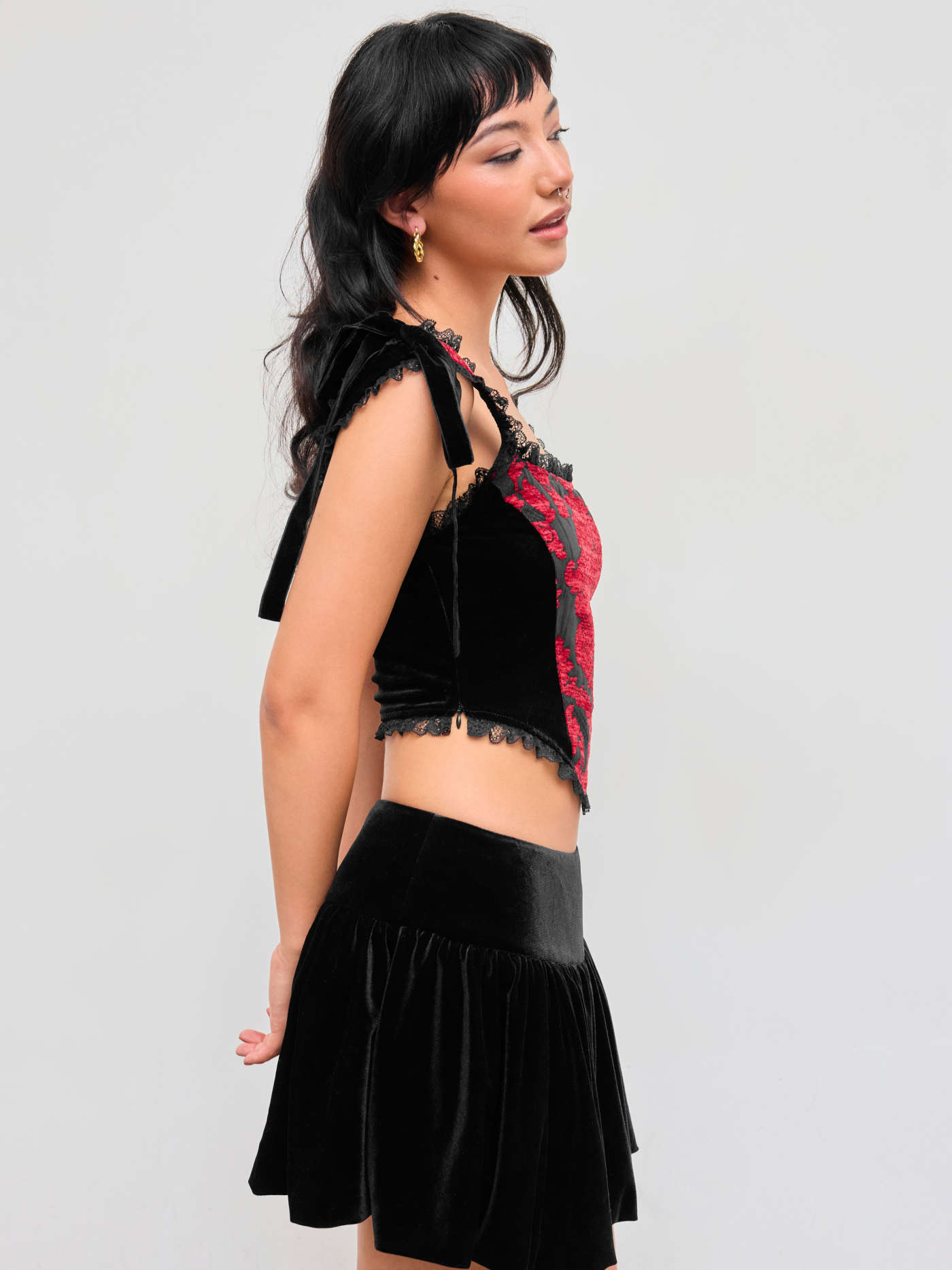 Scoop Neckline Floral Lace Knotted Cami Top 