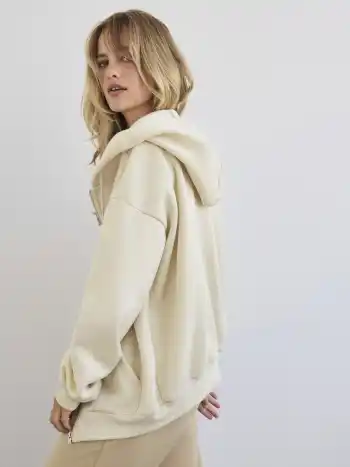 Terry Langärmliges Kapuzenpullover mit Reißverschluss
