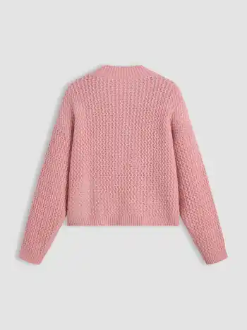 Strick Rundhalsausschnitt Schleife Knopf Strickjacke