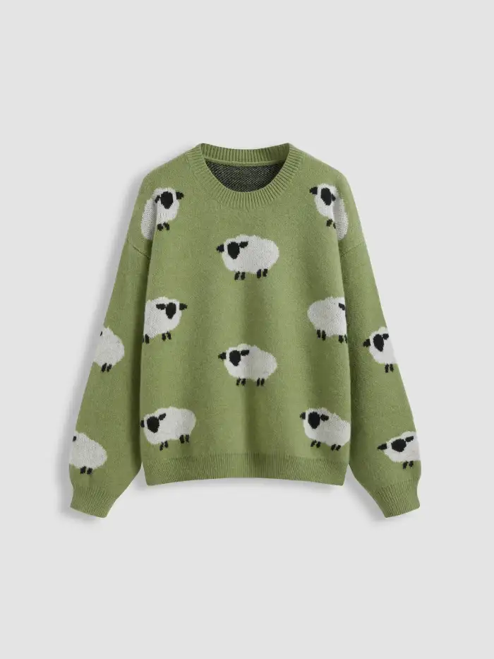 Countryside Core Knit Fabric Knitted Round Neckline Sheep