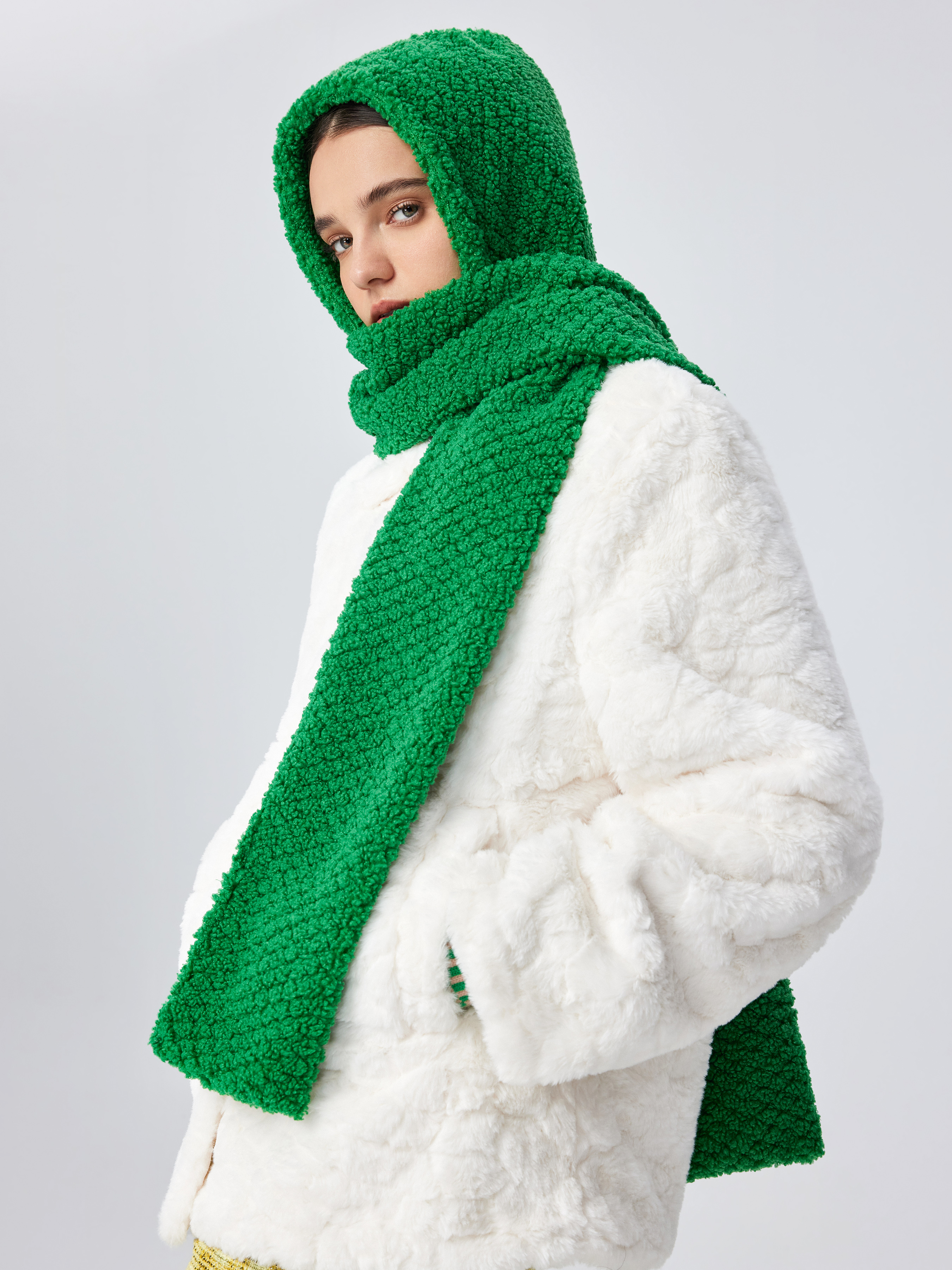 【オシャレ】joiceadded 22aw hooded scarf グリーン SOLID HOODED SCARF For Daily Casual Outdoor
