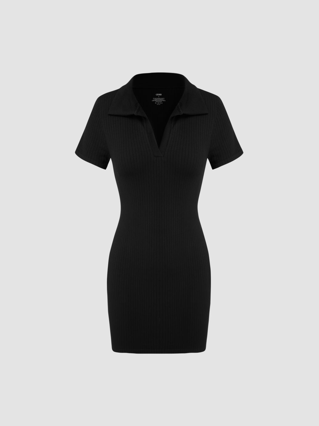 Seamless Collar V-neck Rib Mini Dress