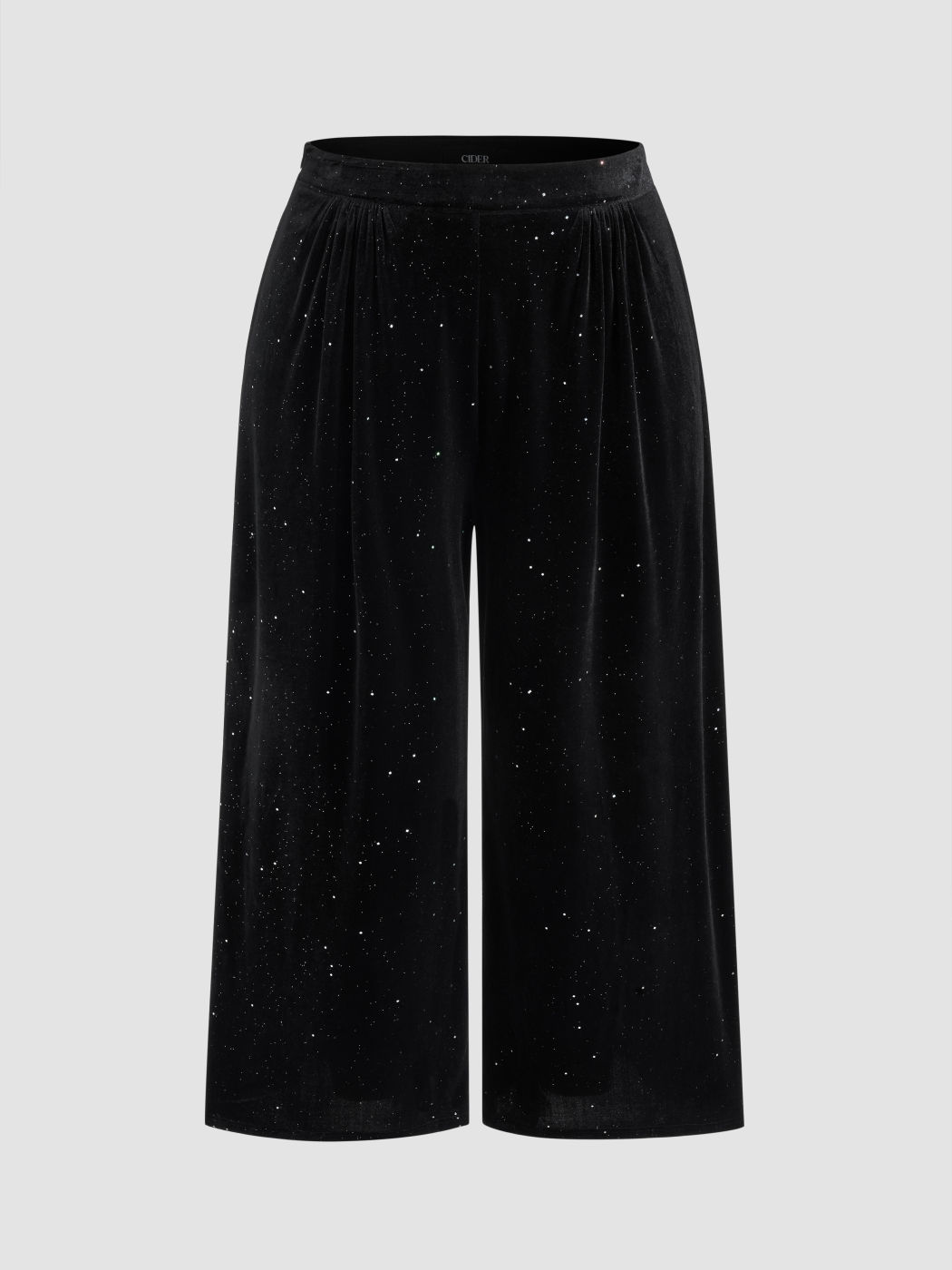 Velvet Mid Rise Glitter Wide Leg Trousers Curve & Plus