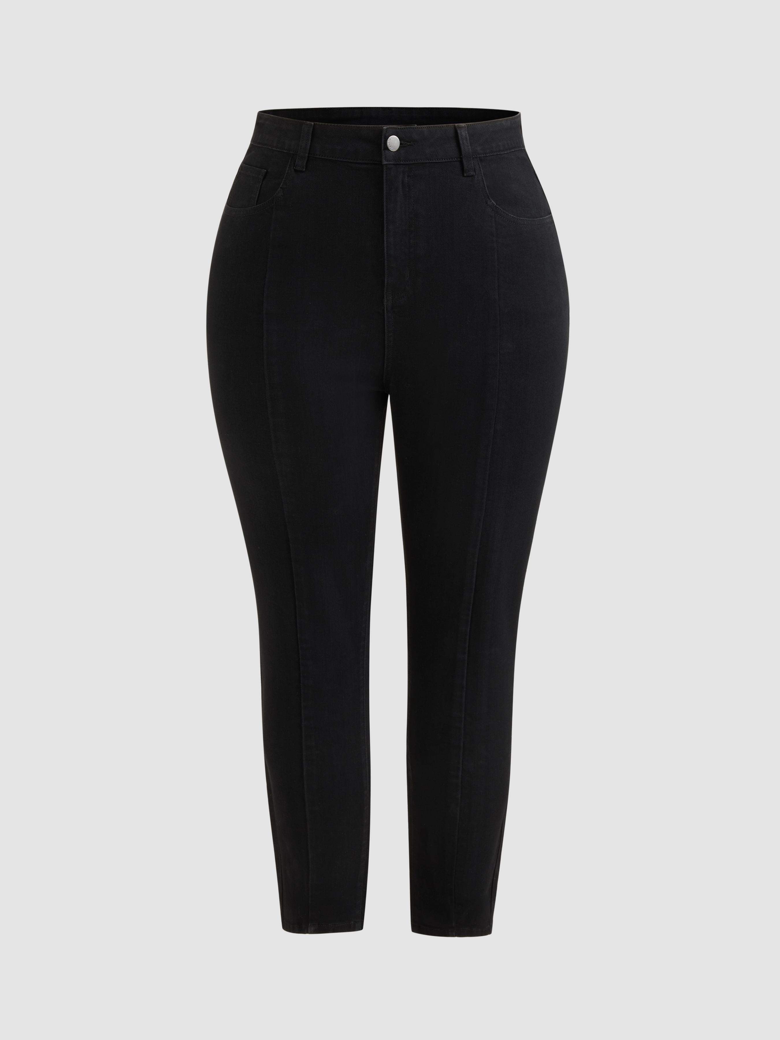 Denim High Waist Ripped Straight Leg Jeans Curve & Plus For