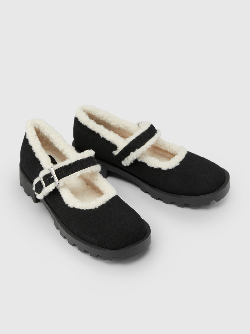 Wildleder-Loafer mit Felloptik-Besatz