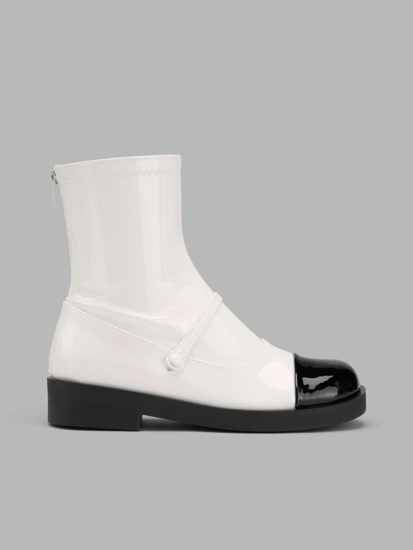 FRONT STRAP TWO-TONE ANKLE BOOTS