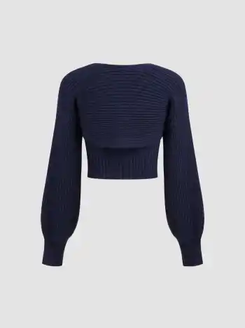 Two-Piece Rib Knit Long Sleeve Crop Top