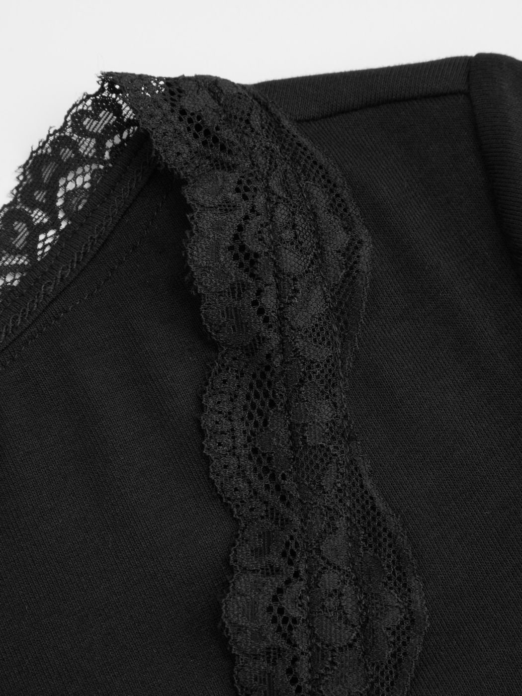 V-neck Solid Lace Trim Ruched Wide Leg Jumpsuit