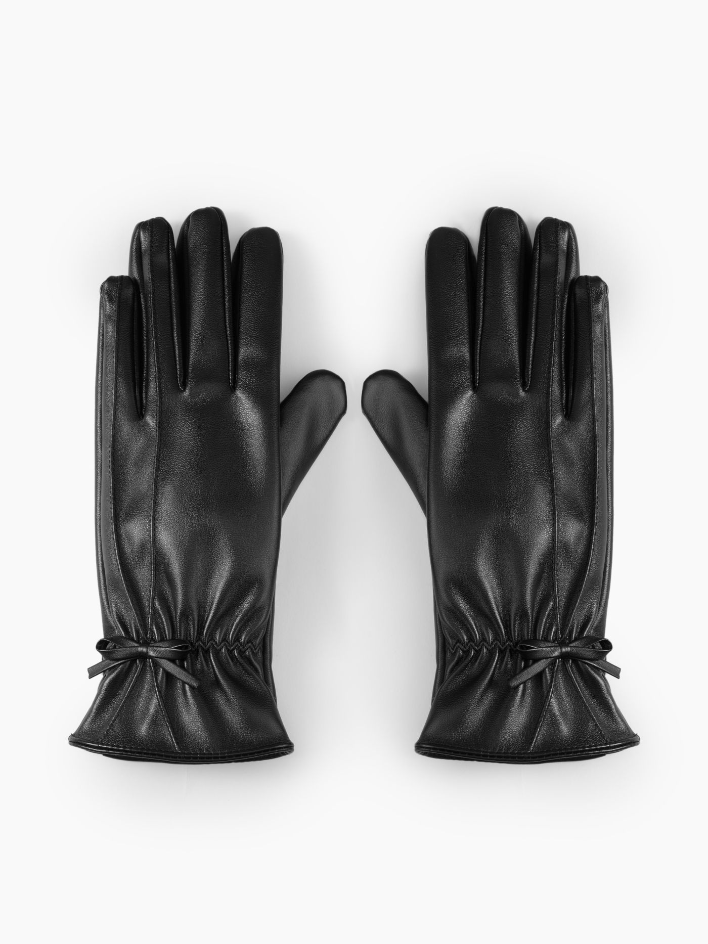 BOWKNOT FAUX LEATHER GLOVES