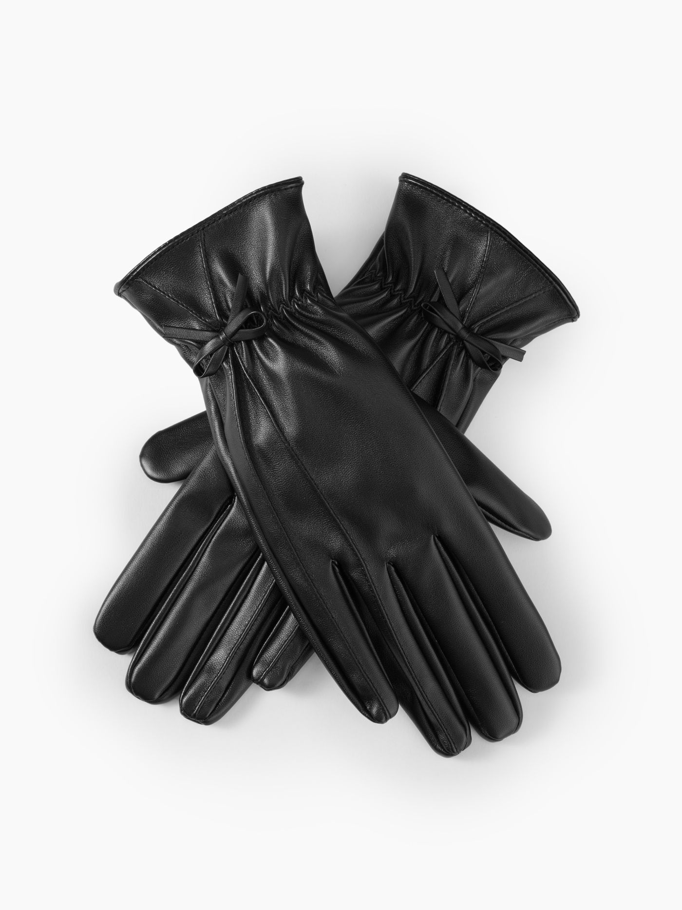 BOWKNOT FAUX LEATHER GLOVES