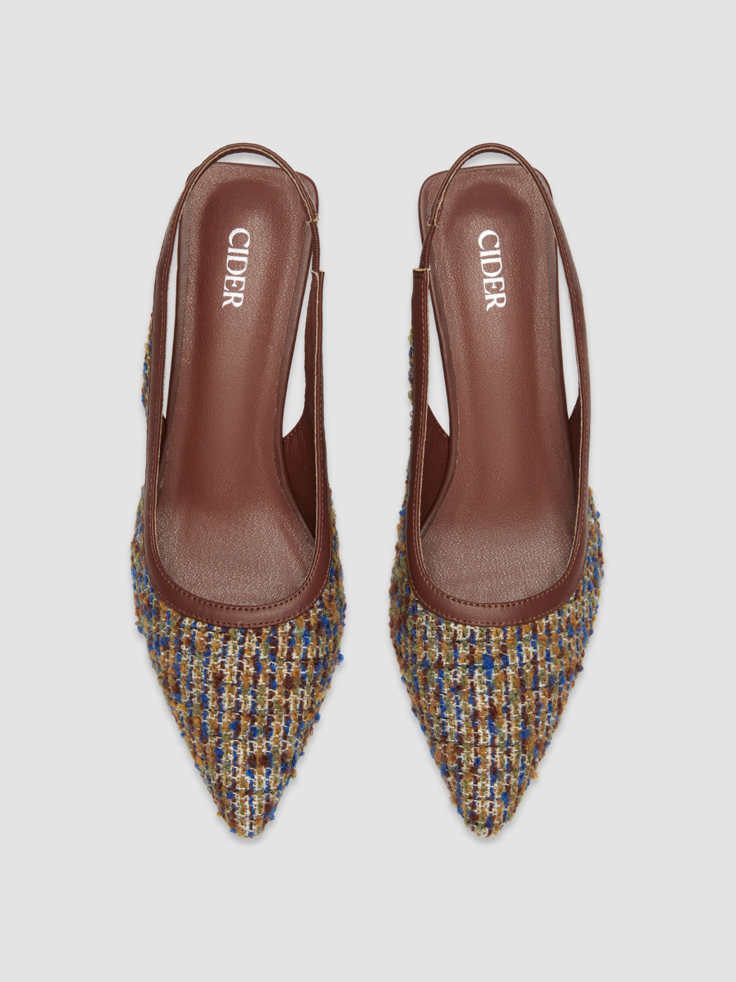 Tweed Slingback-Absätze mit Spitze