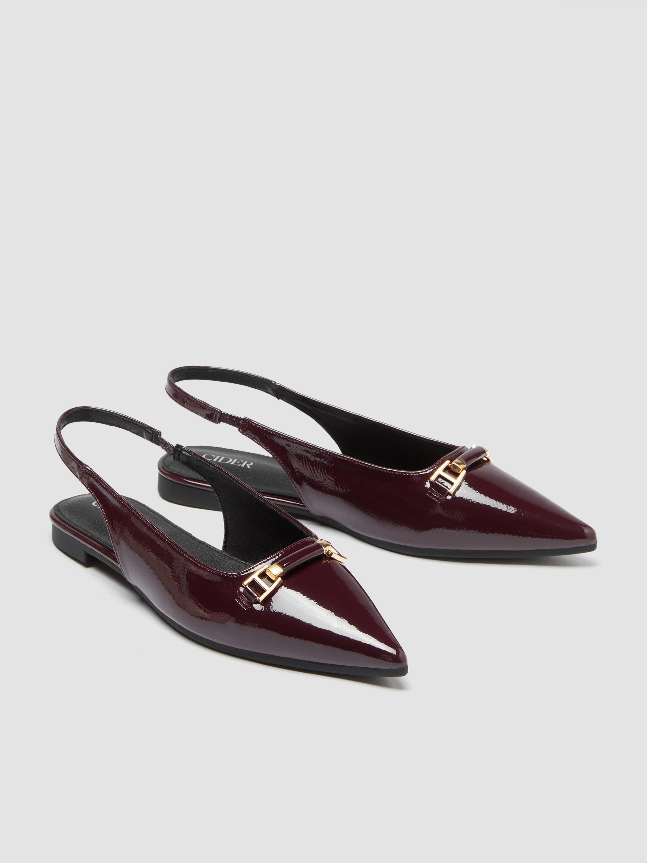 BUCKLE POINTED TOE SLINGBACK FLATS