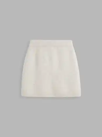 Wollmix Mid Rise Geknoteter Strickrock