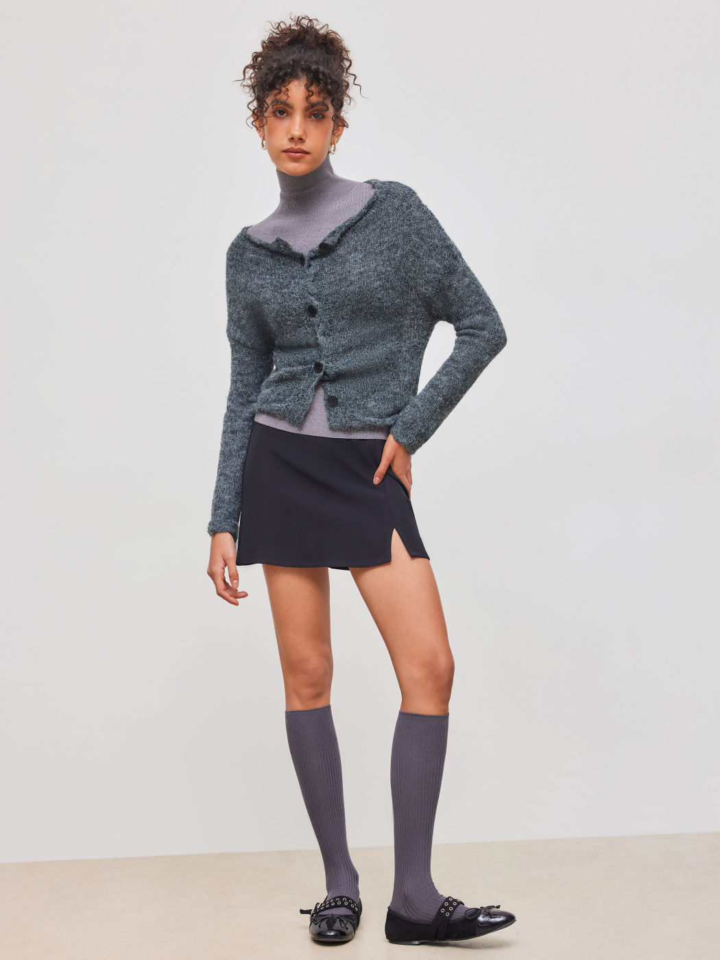 Knit Wool-blend Boat Neck Solid Ruched Long Sleeve Crop Top