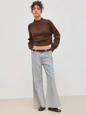 Cider Denim Low Rise Solid Washed Pocket Wide Leg Jeans