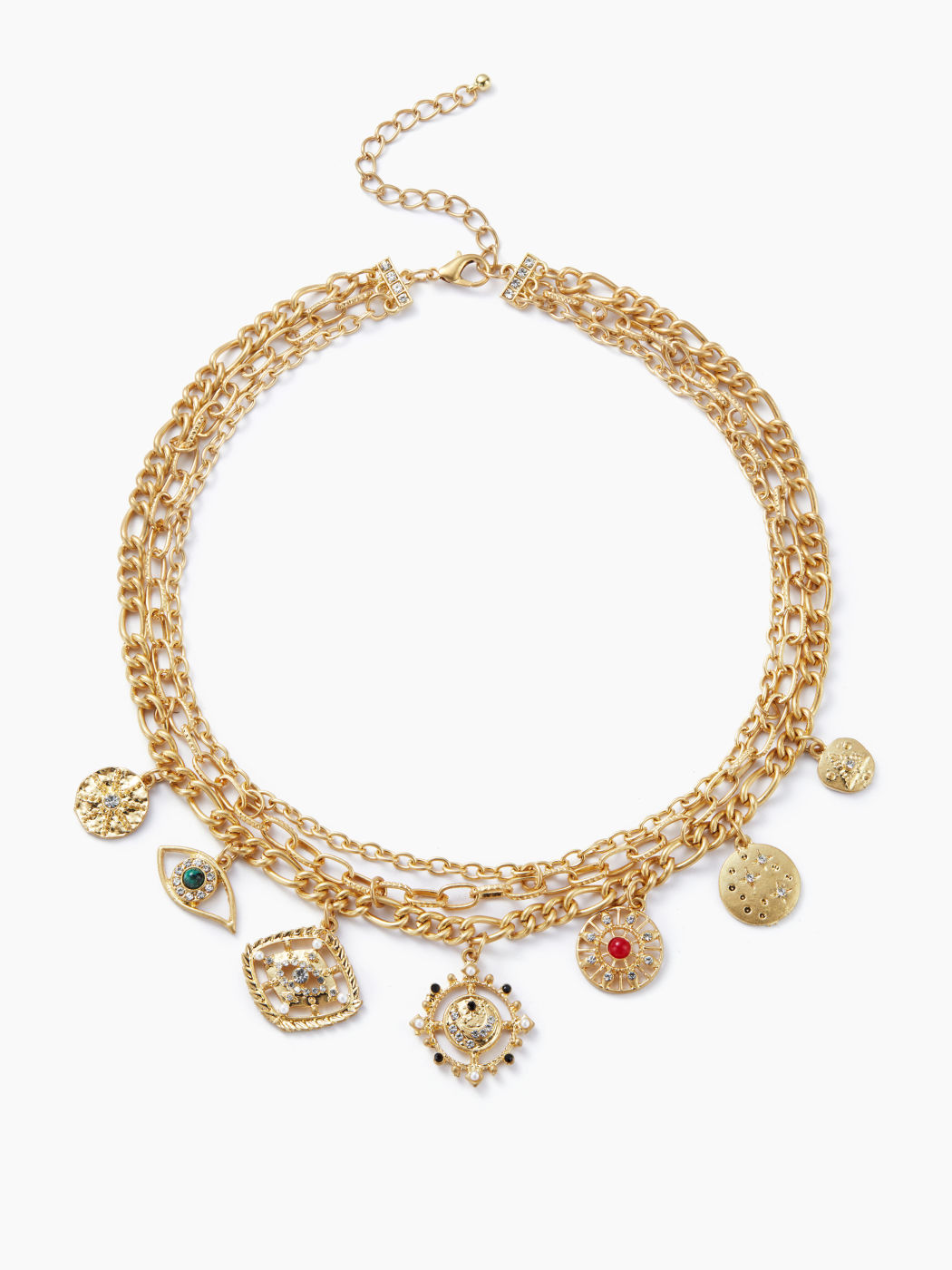 EYE & COIN CHARM LAYERED PENDANT NECKLACE